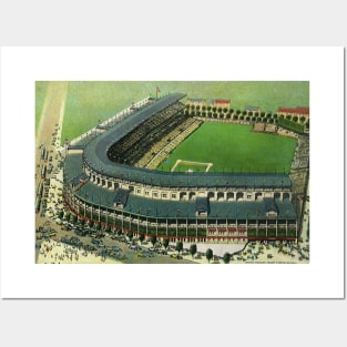 Vintage Aerial View of a Sports Baseball Stadium Posters and Art